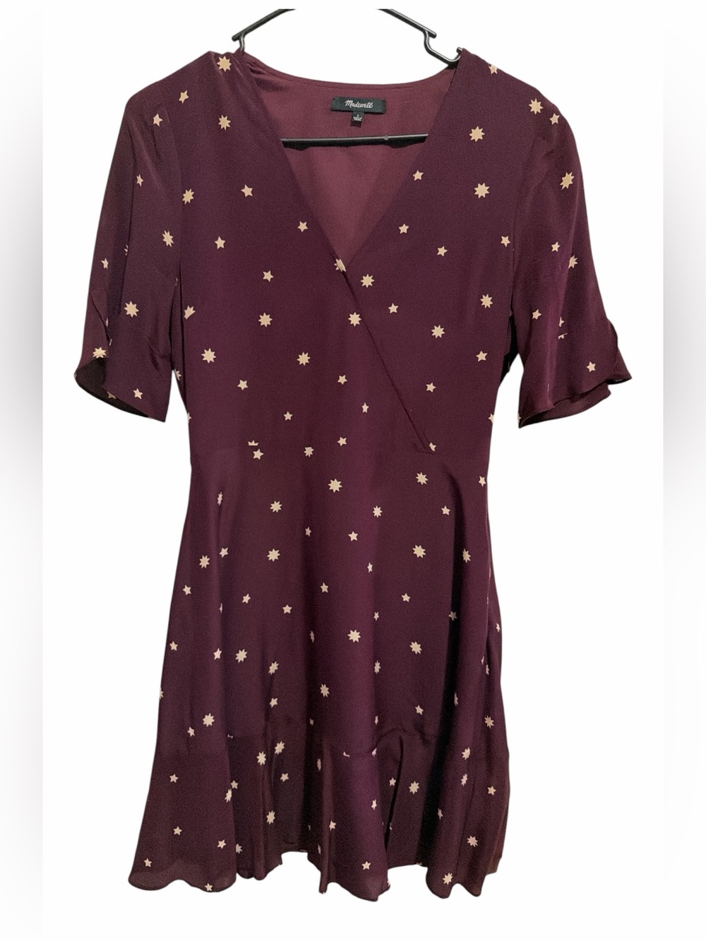 Madewell Burgundy Star-Print Wrap Tunic Mini